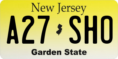 NJ license plate A27SHO