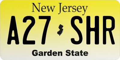NJ license plate A27SHR