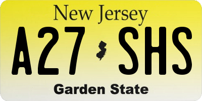 NJ license plate A27SHS