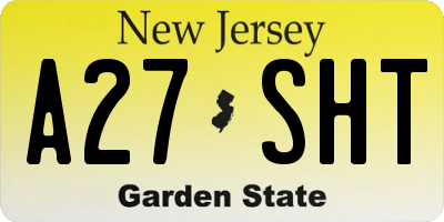 NJ license plate A27SHT
