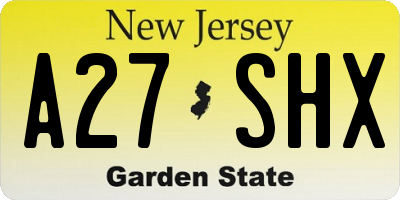 NJ license plate A27SHX