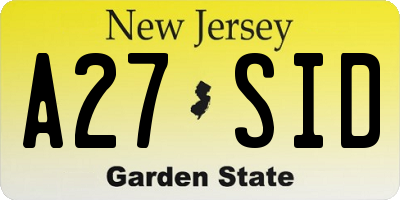NJ license plate A27SID
