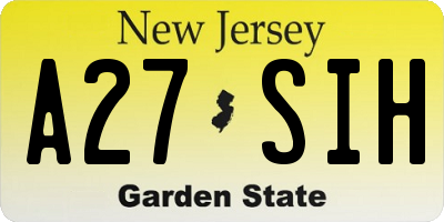 NJ license plate A27SIH
