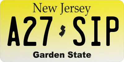 NJ license plate A27SIP