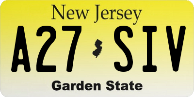 NJ license plate A27SIV