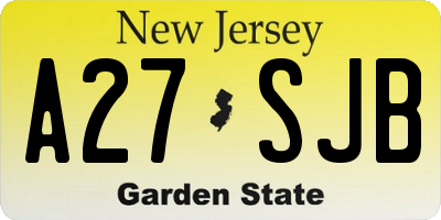 NJ license plate A27SJB