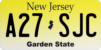 NJ license plate A27SJC