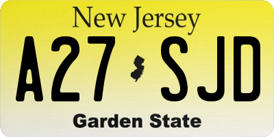 NJ license plate A27SJD