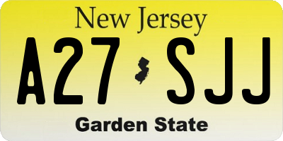 NJ license plate A27SJJ