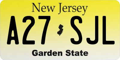NJ license plate A27SJL