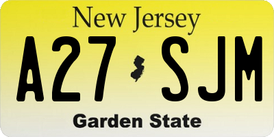 NJ license plate A27SJM