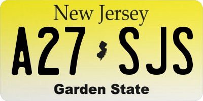 NJ license plate A27SJS
