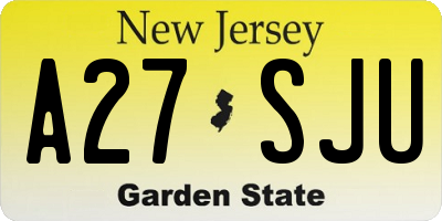 NJ license plate A27SJU