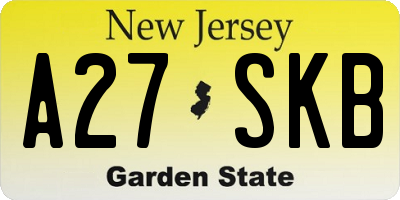 NJ license plate A27SKB