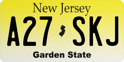 NJ license plate A27SKJ