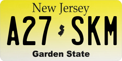 NJ license plate A27SKM