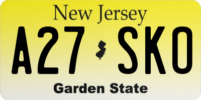 NJ license plate A27SKO
