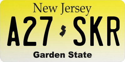 NJ license plate A27SKR