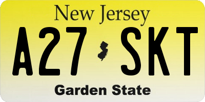 NJ license plate A27SKT