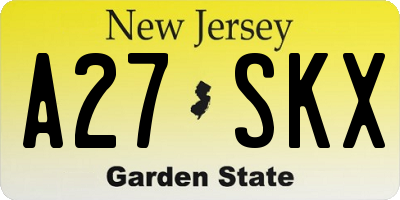 NJ license plate A27SKX