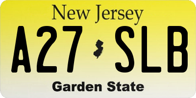 NJ license plate A27SLB
