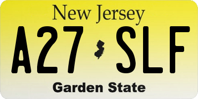 NJ license plate A27SLF