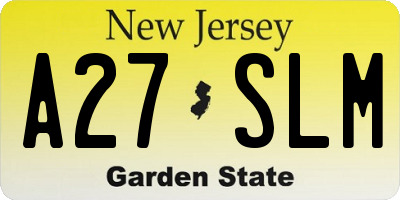 NJ license plate A27SLM