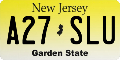 NJ license plate A27SLU