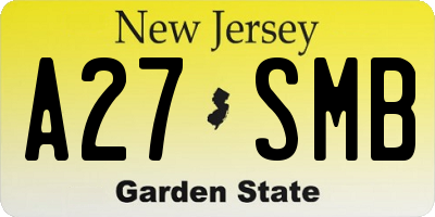 NJ license plate A27SMB