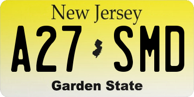 NJ license plate A27SMD
