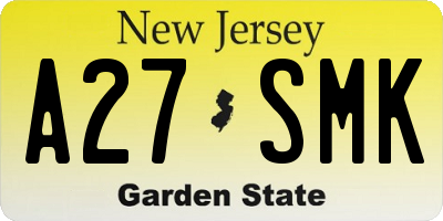 NJ license plate A27SMK