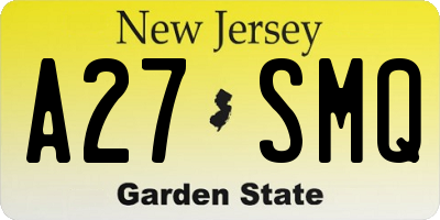 NJ license plate A27SMQ