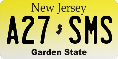 NJ license plate A27SMS