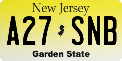 NJ license plate A27SNB