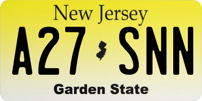 NJ license plate A27SNN