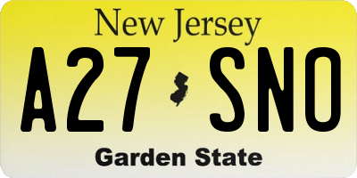 NJ license plate A27SNO