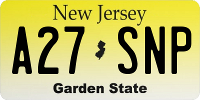 NJ license plate A27SNP