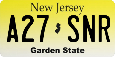 NJ license plate A27SNR