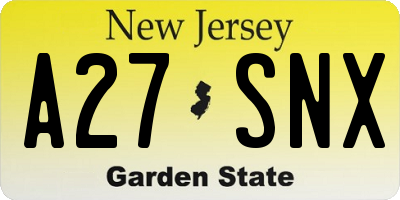 NJ license plate A27SNX