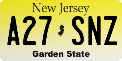 NJ license plate A27SNZ