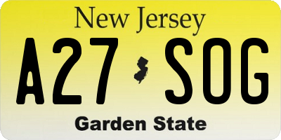 NJ license plate A27SOG
