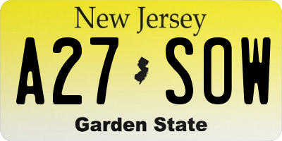 NJ license plate A27SOW