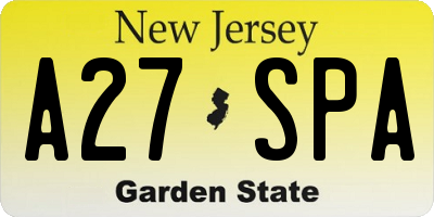 NJ license plate A27SPA