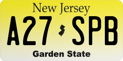 NJ license plate A27SPB