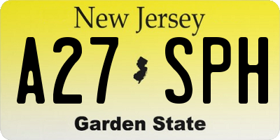 NJ license plate A27SPH