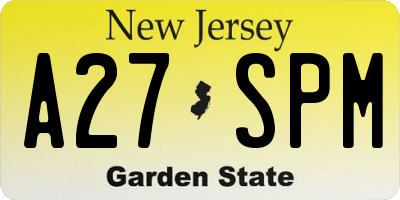 NJ license plate A27SPM
