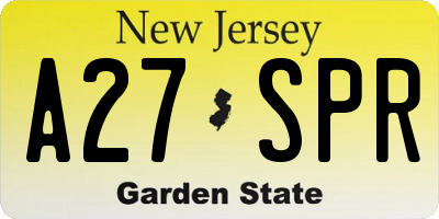 NJ license plate A27SPR