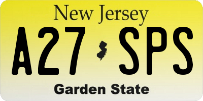 NJ license plate A27SPS