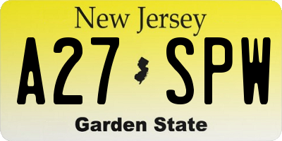 NJ license plate A27SPW