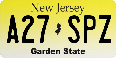 NJ license plate A27SPZ